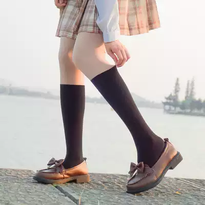 Pretend to be calf socks Japanese spring and autumn thin velvet JK student uniform fake bubble socks stitching tights