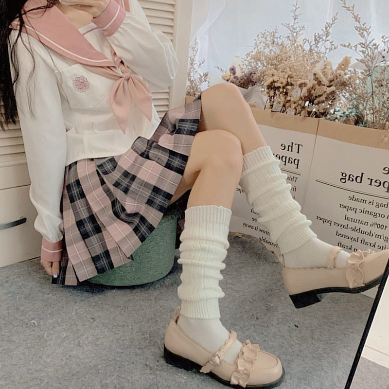 Japanese JK girl warm twist wool socks set bubble socks leg set sweet student uniform college wind knee pads