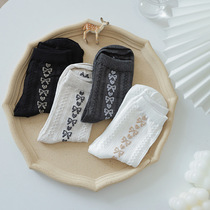 Day Department Spring Autumn Season Regular Middle Cylinder Socks Retro 100 Hitch Series Students Uniform Socks Cute Thin and Butterfly Knot