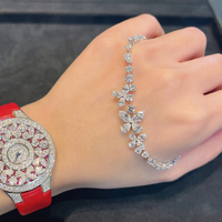 Full diamond butterfly bracelet ins niche design women's sterling silver super flash full diamond baby's breath jewelry bestie exquisite and versatile