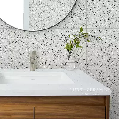 Simple Nordic gray terrazzo floor tiles dining room kitchen powder room balcony tiles antique tiles non-slip floor tiles