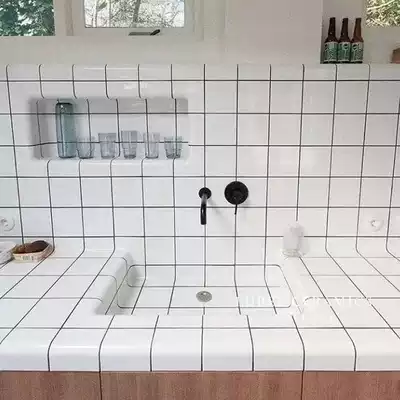 Thickened Nordic tiles Powder room glazed tiles Small square tiles 110 net red small white tiles Kitchen wall tiles Wall tiles
