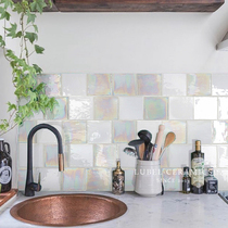 Six Bay Magic Color Nordic Small White Brick Toilet Bathroom Wall Brick Kitchen Bar Background Wall Tile Handmade Brick