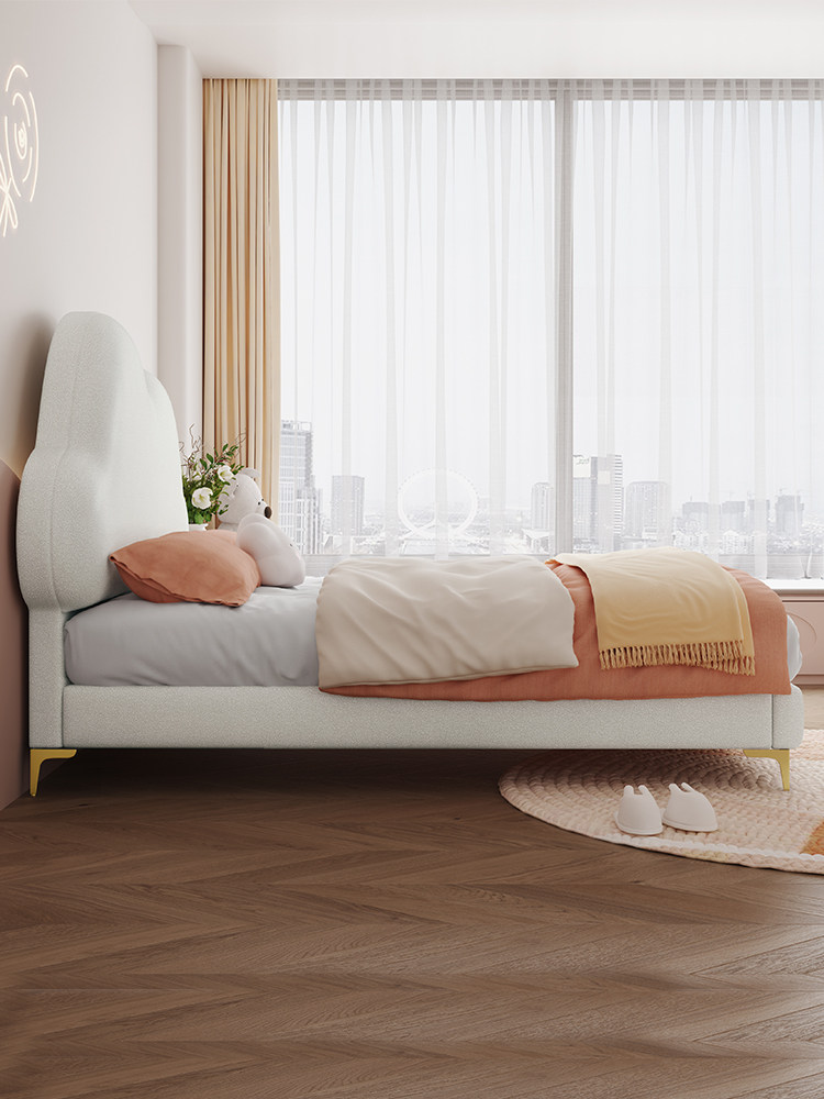 Children's Bed, Girl's Cloud Leather Bed, Boy's Light Luxury Soft Bed, Teenager's Single Modern Simple Bed, Princess Internet Celebrity Bed