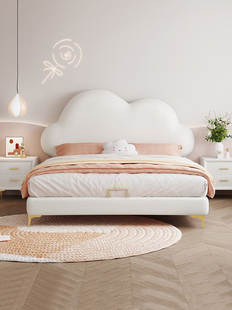 Children's Bed, Girl's Cloud Leather Bed, Boy's Light Luxury Soft Bed, Teenager's Single Modern Simple Bed, Princess Internet Celebrity Bed