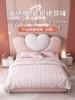 Princess Bed for Girls, Pink Bed, Modern and Simple, Creative Internet-Famous Children's Bed for Girls' Bedrooms, Heart-Shaped Solid Wood Bed