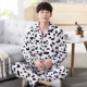 Mùa thu và mùa đông flannel đồ ngủ nam dày san hô lông cừu đồ ngủ thanh niên phục vụ nhà sinh viên cardigan phù hợp với XL