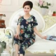 Bộ đồ ngủ bằng lụa cotton trung niên nữ mùa hè ngắn tay mẹ nhân tạo cotton phù hợp với chất liệu cotton nhà mỏng có thể mặc bên ngoài kích thước lớn