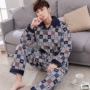 Bộ đồ ngủ ba lớp dành cho nam mùa đông dày flannel pyjama đồ pijama nam
