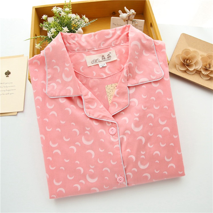 Bộ đồ ngủ cotton mùa xuân và mùa thu dài tay của phụ nữ vải cotton phục vụ tháng nhà quần áo cardigan dệt dễ thương phù hợp với phim hoạt hình kích thước lớn thời trang mặc nhà