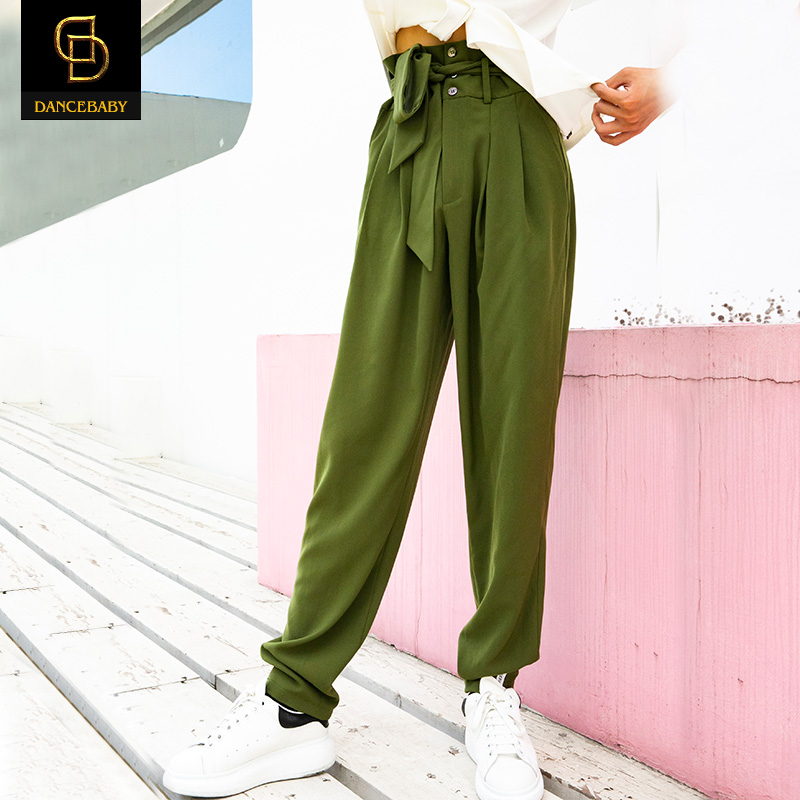 Latin dance practice clothes for men and women with the same new dance pants professional dance clothing high waist dance pants YS289