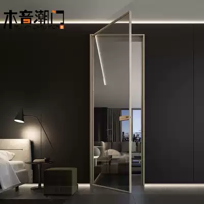 Nordic minimalist narrow side aluminum magnesium alloy dressing room door toilet door home kitchen swing door Golden balcony mute