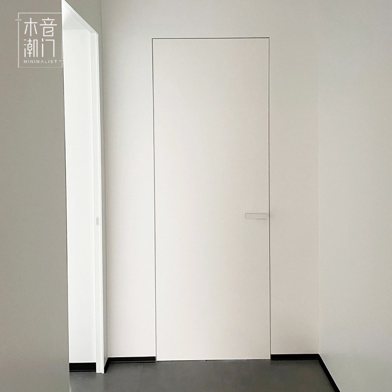 White frameless minimalist frameless door invisible door bedroom wooden door indoor set door narrow edge aluminum wooden door through the top door