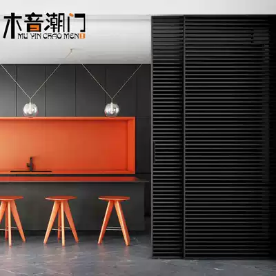 Black grille sliding door custom living room bedroom golden light luxury very narrow hanging wheel sliding door aluminum alloy sliding door custom