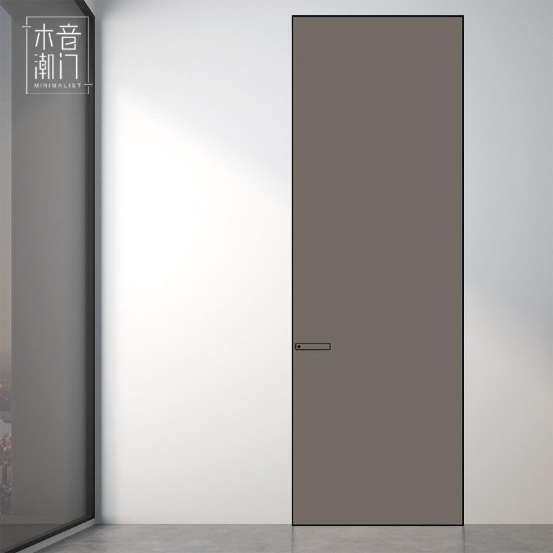 Customized modern minimal narrow border invisible door dark door hidden aluminum wooden door net red frame door inner bedroom door