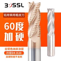 60-degree tungsten steel coarse leather knife 3-edge 4-edge coarse leather milling cutter aluminium with lengthened wave blade knife steel with coated corrugated milling cutter