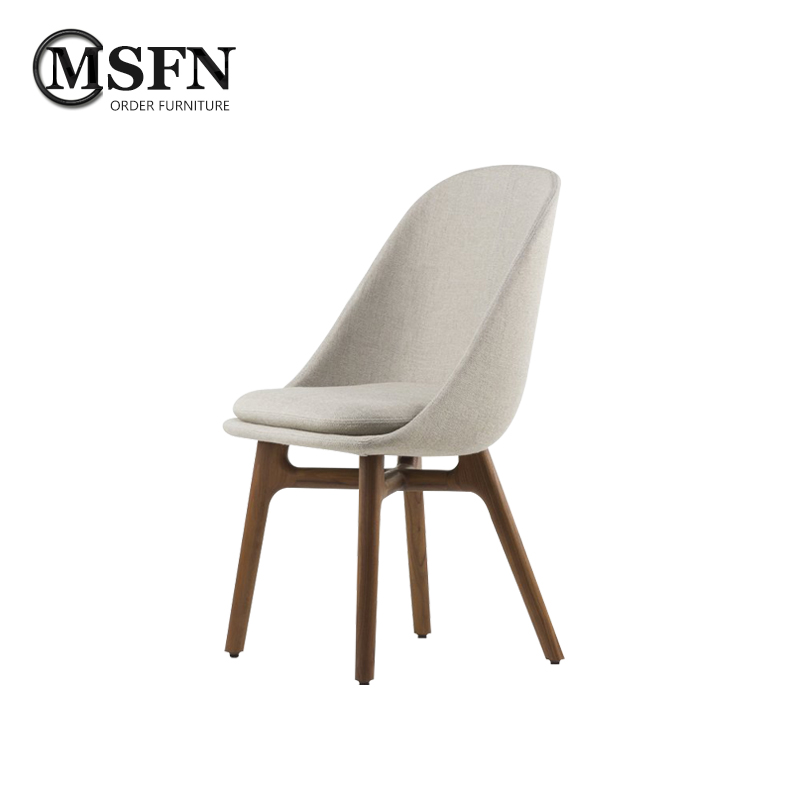 Masfino Norse minimalist designer hotel Villa restaurant study solid wood shell fabric backrest dining chair