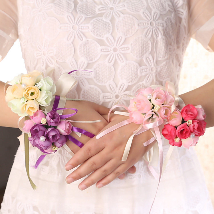 Wedding Wedding supplies Wedding bride bridesmaid wrist flower Sister hand flower Korean head flower New couple props