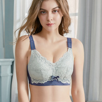 Underwear womens big breasts show small adjustment type large size gathering Wen bra thin without steel ring to close the milk anti-sagging autumn