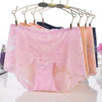 Xiao Tian Er sexy lace openwork high waist shorts large size version of womens flat angle comfortable breathable underwear belly fat mm