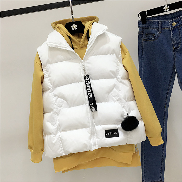 Thu đông 2018 phiên bản Hàn Quốc mới của cổ áo cổ áo dày xuống ngắn cotton vest nữ sinh viên vest vest vest các kiểu áo vest nữ hàn quốc