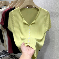 t-shirt woman short sleeve spring summer 2022 new 100 hitch small crowdnet red ins overfire ice silk beating undershirt blouse