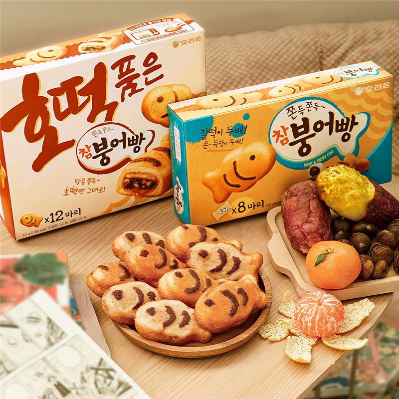 Korea imports snacks and small fish original red sugar chocolate red rice with fishcake piece cake