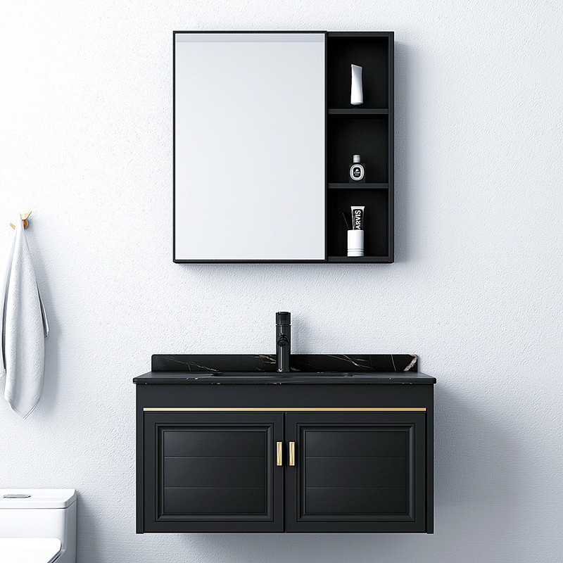 Space aluminum bathroom cabinet combination hand wash basin small apartment powder room wash table basin mirror cabinet modern minimalist