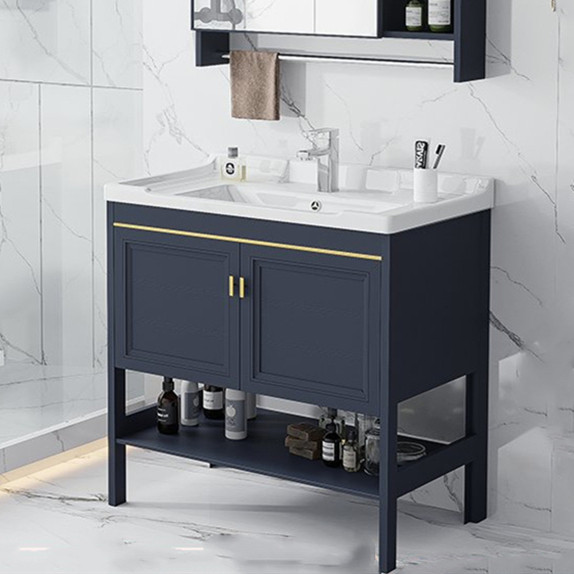 Ceramic washing basin Space aluminum floor cabinet Bathroom cabinet combination washing pool one-piece basin Powder room with washboard