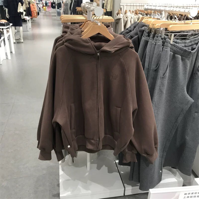 [Same Style as Cheng Yi] Gap Flight Series Unisex Heavyweight Oversized Cardigan Hooded Casual Sweatshirt 788501