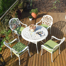Outdoor cast aluminum tables and chairs European-style leisure outdoor garden open-air balcony tables and chairs five-piece set white courtyard tables and chairs