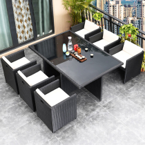 Mohs Outdoor Table And Chairs Combined Open-air Patio Garden villa Leisure vines Tea Table Outdoor Terrace Terrace Vine Chair