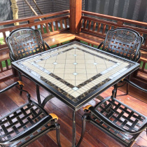 Outdoor table and chair set Cast aluminum table and chair Balcony table and chair outdoor furniture Courtyard garden European-style wrought iron three-five-piece set