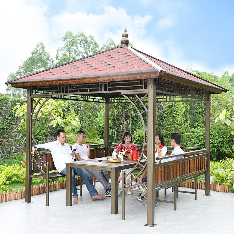 Asphalt tile pavilion outdoor courtyard garden leisure roof villa open-air disassembly and assembly awning pastoral iron pavilion