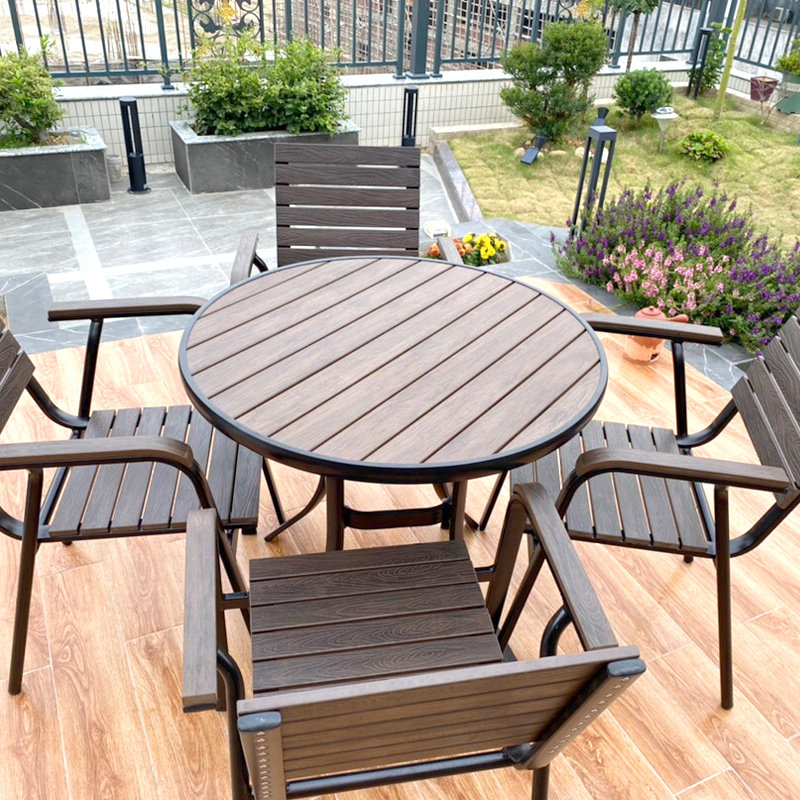 Mojia Outdoor Minima Casual Balcony Tea Table And Chairs Patio Embalming Wood Garden Open-air Combined Outdoor Terrace Plastic Wood