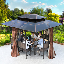 Outdoor gazebo terrace rain shed wrought iron garden courtyard pavilion rain-proof art pastoral awning seat