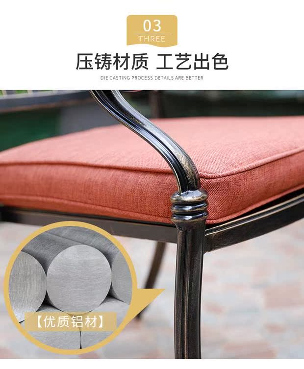 Bộ bàn ghế ngoài trời đúc nhôm bàn và ghế ban công bàn ghế ngoài trời đồ nội thất sân vườn sân vườn sắt rèn châu Âu ba hoặc năm bộ - Bàn ghế ngoài trời / sân bàn gỗ ngoài trời