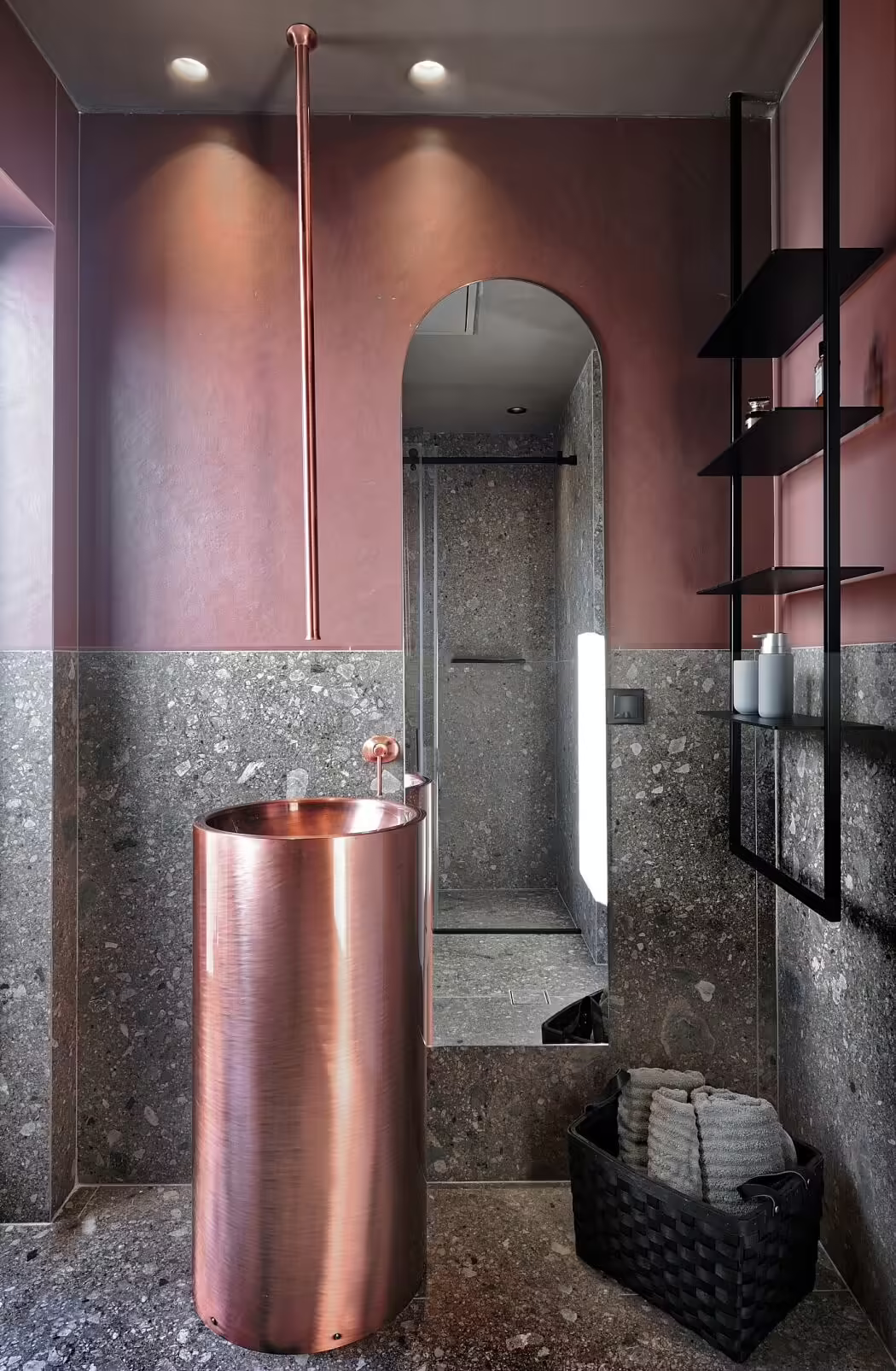 Li column bowl bronze faucet in wind hotels light luxury and simple standalone toilet bathroom ceiling faucet