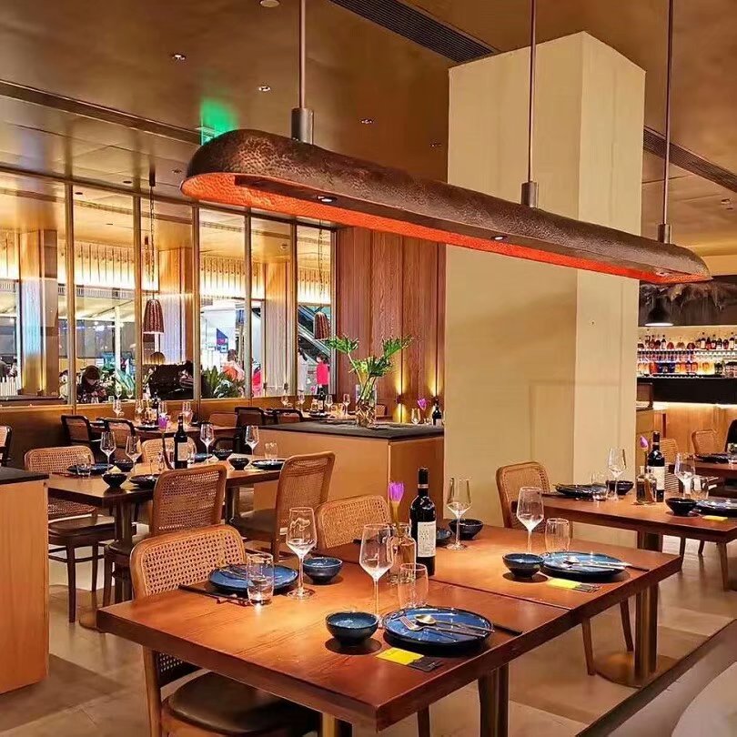 Long strip copper lampshade dining room living room bar holiday home homestay handmade custom design retro creative decorative shell