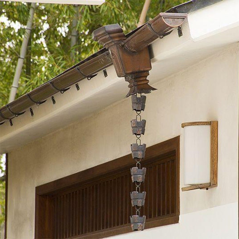 Water chain rain bell temple courtyard copper Japanese roof eaves rain chain drainage link rain vessel falling water guide rain chain