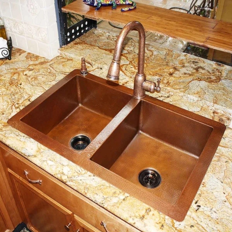 Cupboard copper sink double sink kitchen sink retro sink sink wine cabinet break room central island sink