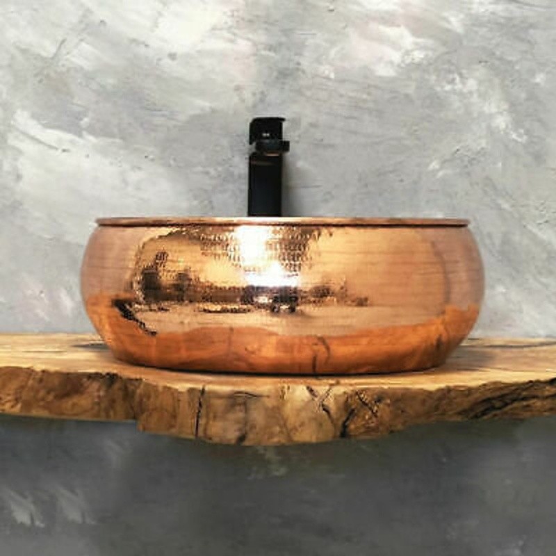 Hotel homestay washbasin metal round retro basin home bathroom washbasin basin copper counter basin