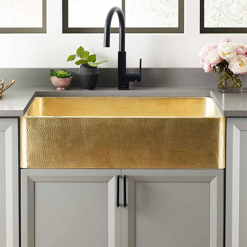American retro embedded copper sink sink sink basin Kitchen table basin Japanese large single sink hand-made customization