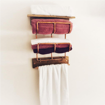 Towel rack all copper bathroom industrial wind design bathroom hardware pendant set European towel rack custom storage rack