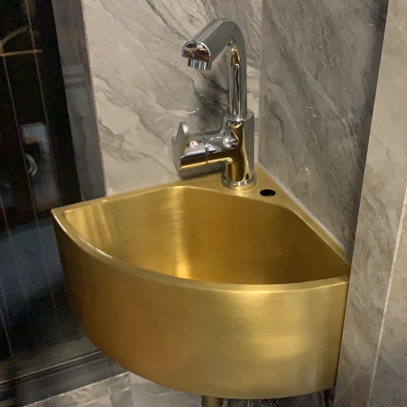 Corner Hanging Wall Washbasin Red Copper Brass Table Basin Wash Basin Art Corner Basin Mini Small Washbasin Wall-mounted Basin