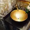 European washbasin Powder room washbasin bed and breakfast household washbasin basin basin Round brass retro art table basin
