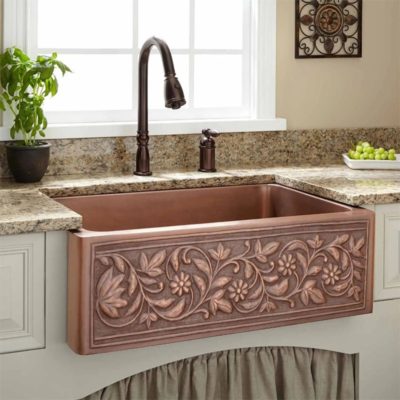 American vintage handmade copper sink sink sink sink Front skirt art kitchen corner under the sink