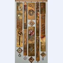 Porch TV background wall totem design handmade wrought copper Chinese modern custom decoration Hotel background wall painting