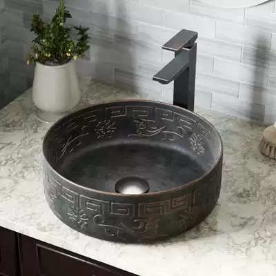 European and American antique table basin hotel bronze table wash basin bathroom non-porous copper basin