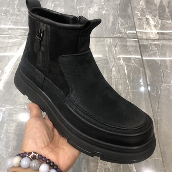 New winter thick-soled fashionable men's boots with toe layer nubuck leather and raw wool, lightweight, comfortable and versatile, special offer benefits
